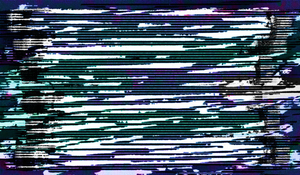Digital Static Glitch: A chaotic display of digital static and color distortion creates a visually striking glitch effect, evoking a sense of technological disruption and broken signals.