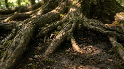 Fototapeta premium Tree Roots In Soil Grounding Symbol Nature