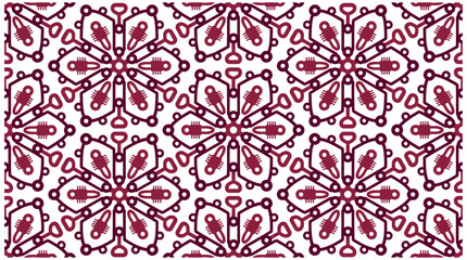 Fototapeta premium Seamless floral pattern with geometric maroon flower shapes on a white background