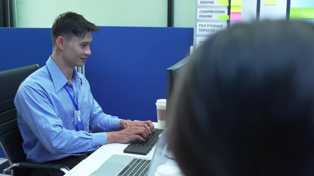 Office brainstorm, Asian people teamwork and development for web layout a software and coding technology.