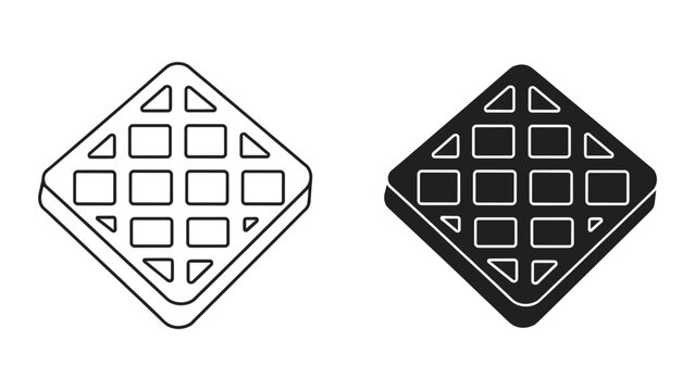 Waffle icon set, vector illustration of a square waffle, breakfast food symbol, isolated on white background