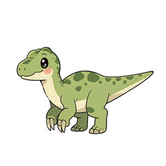 Obraz premium Cute Iguanodon cartoon dinosaur, chibi kawaii kids nursery PNG