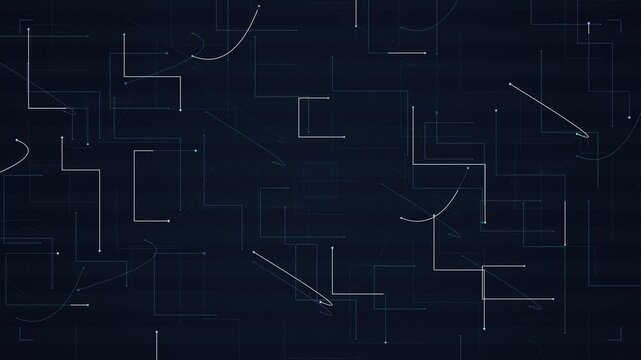 Dark Cybernetic Circuit Line Pattern Motion Graphic Animation Loop