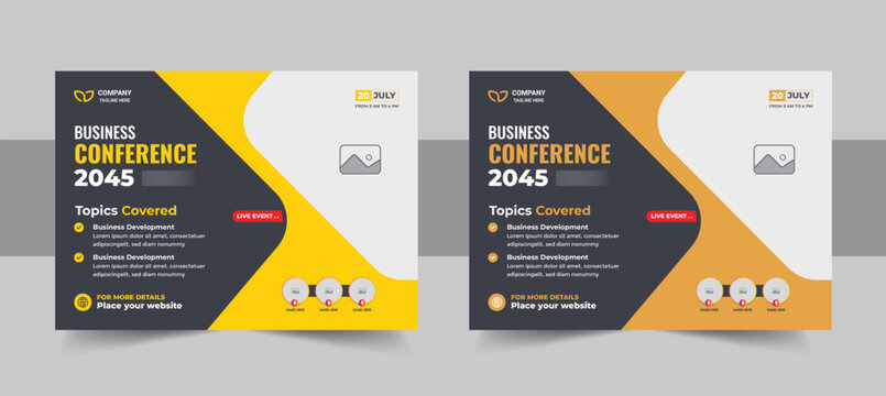 Online webinar and technology conference social media banner layout, meeting & training promotion poster