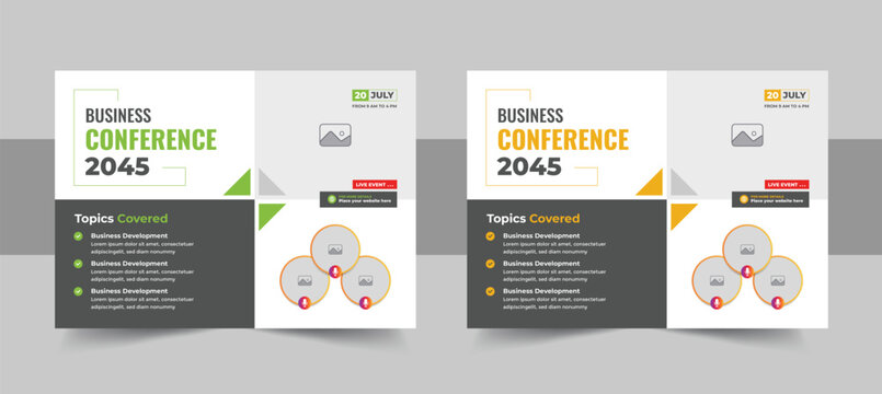 Corporate business workshop and technology conference flyer template or meeting & training promotion poster design layout
