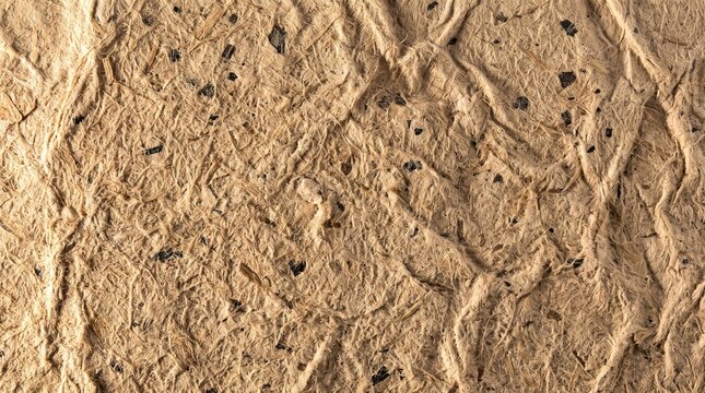 Coarse textured handmade craft paper surface background with natural fibers and rough paper texture