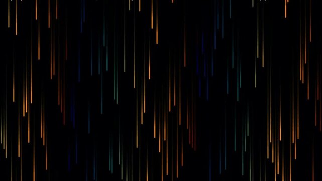 Abstract digital matrix rain with vibrant green and blue falling vertical lines