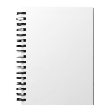 Blank spiral notebook with pages for writing and drawing isolated on transparent background
