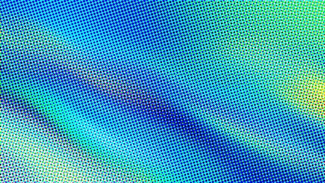 Retro halftone gradient background, vibrant blue and green pop art pattern, abstract comic book texture for modern graphic design