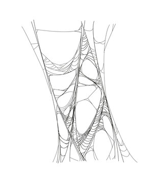 Cartoon Halloween creepy cobweb or spiderweb thread. Horror holiday scary spider web thread, fall season party spooky spiderweb vector decor element. Halloween tangled cobweb decoration or net
