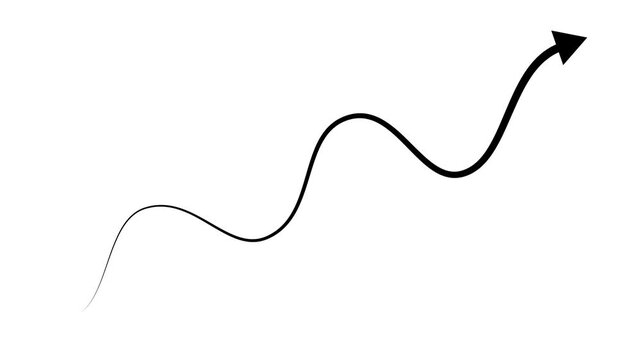 Curved arrow line upward direction or stock market growth and financial trend animation with simple minimal design
