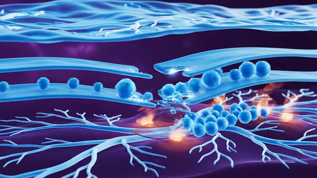 Detailed Visualization Of Neuron Cells Transmitting Signals In A Vibrant Scientific Background