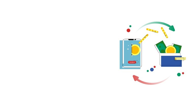 Cashback payment concept with digital wallet money and generous copyspace