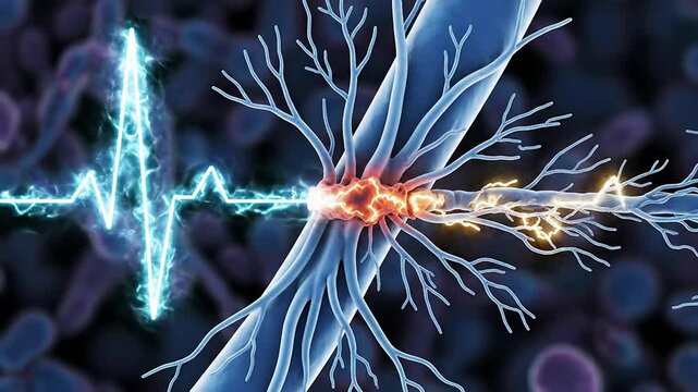 Dynamic Neural Connections Visualizing Electrical Impulses and Heartbeat Waveforms for Medical and Neuroscience Technology