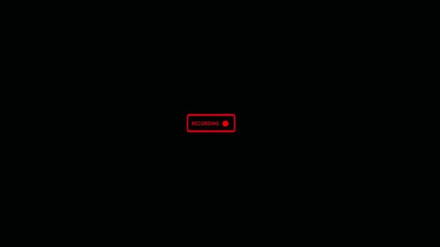 Red Camera Recording Indicator Overlay with Timecode and Blinking Rec Dot on Alpha Black Background