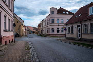 Fototapeta premium Historic main street in Kremmen, Brandenburg, Germany