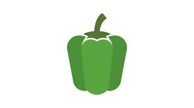 Green bell pepper vegetable whole icon graphic illustration vector with sweet pepper vegetable capsicum ingredient isolated illustration vitamins