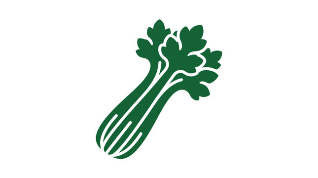 Fresh green celery stalk vegetable flat vector icon illustration graphic design element with celery bunch raw food soup ingredient white background