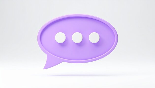 Minimalist 3D Chat Bubble Icon Isolated on White Background