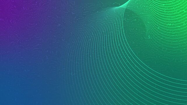 Abstract background with curved wireframe lines forming a sweeping tunnel or wave animation