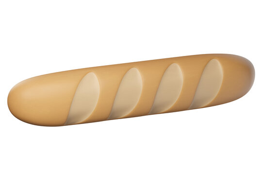 3D Golden Brown Baguette Isolated. Ideal for bakery, cafe, dessert, pastry and party. 3d render
