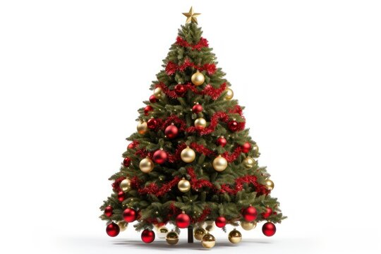 Decorated Christmas tree christmas plant white background.