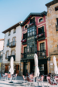 Colorful stone houses in Elorrio, Vizcaya, Spain
