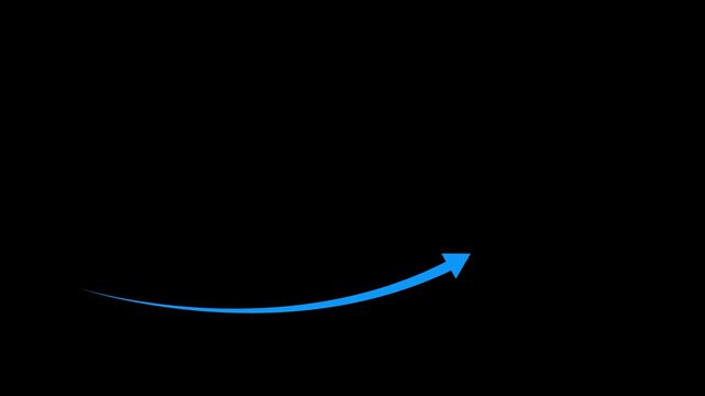 Abstract arrow business graph icon animation background. arrow rising transparent channel. Abstract arrow growth chart of economy icon animated down to up arrow animation direction animation.4k video