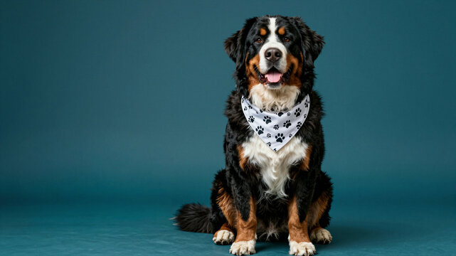 Bernese Mountain Dog Teal Pet Travel Banner