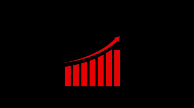 business Bar graph going up, Profit concept, positive increase chart. graph with rising up arrow and bar stats animation.Representing consistent business growth, revenue increase, financial success,