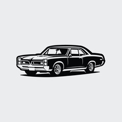 Fototapeta premium Classic muscle car silhouette vector icon isolated