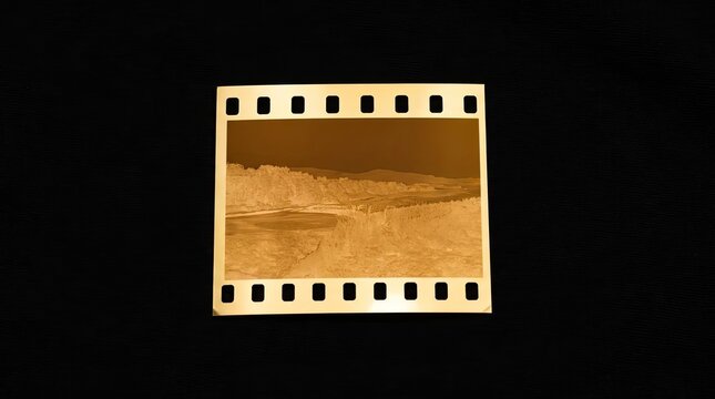 Vintage 35mm film frame strip on black background