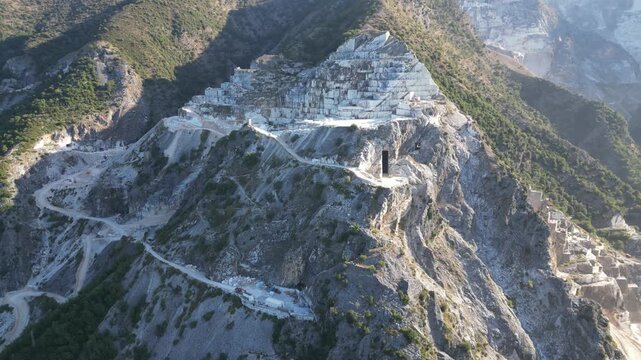 Aerial View of Carrara Marble Quarries in Tuscany, Italy