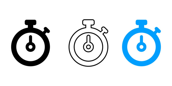 Three different styles of kitchen timer icons isolated on a white background