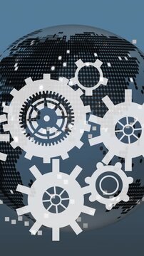 Earth bitmap and vector gears abstract 4k