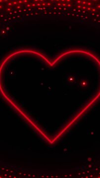 Animation of neon heart over flashing red light pattern