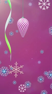 Animation of party streamers and christmas decorations