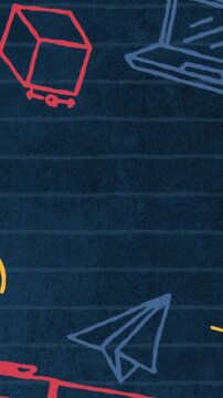 Multiple school concept icons against blue background