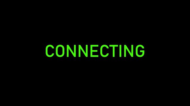 Connecting typewriter text with retro computer screen animation isolated on black background