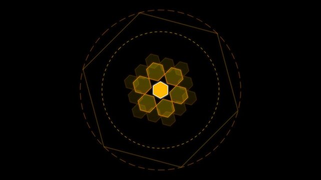 Abstract Quantum Hexagonal Tesseract Structure Rotating in a 4K Digital Space Animation