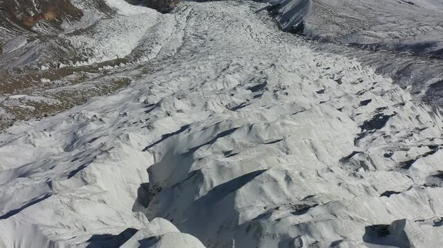 Aerial drone view of the majestic Muztagh Ata glacier in Xinjiang, China