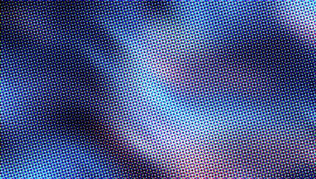 Halftone blue abstract background, retro comic style gradient texture, vintage pop art pattern with wavy dark blue and purple shadows Vibrant halftone gradient background