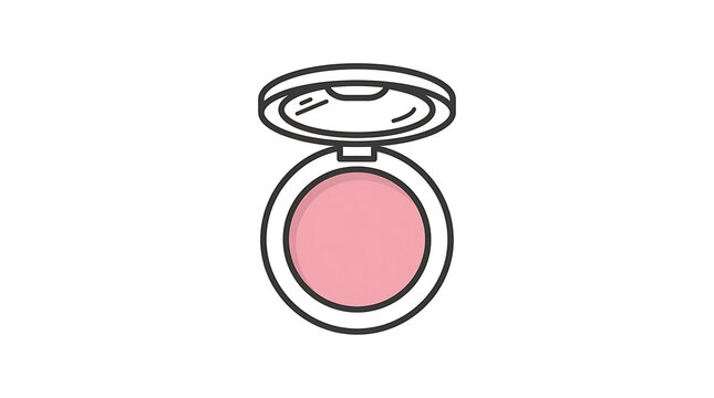 Minimalist blush compact icon for beauty and makeup design projects.