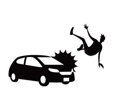 人物シルエット：車と人物