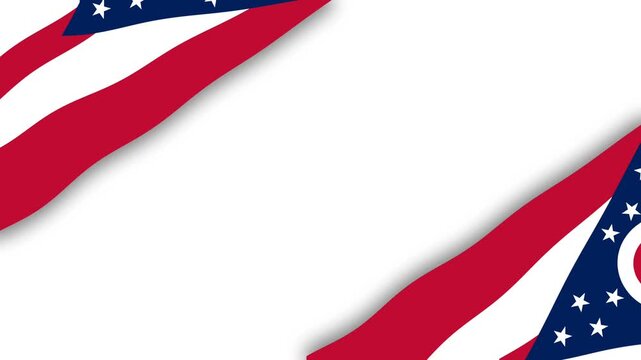 United States and Ohio State Flags Border on White Background Loop.