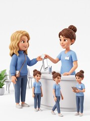 Naklejka premium Family washing hands together at home sink.