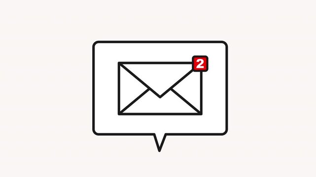 Incoming Message notification alert animation. envelope icon,  animated chat bubble mail icon alert, message, incoming mail, Sending mail sign, Email notification symbol, new email notification.