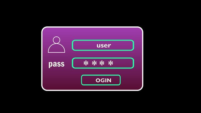  User Login Form and Password Authentication Icon Animation