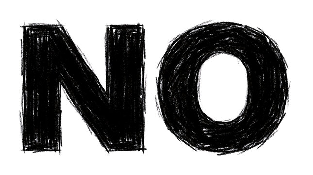 Hand Drawn Sketch Style Text NO Word Black on White Background