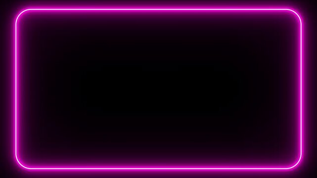 Animated Pink Neon Light Frame Looping Transparent Background